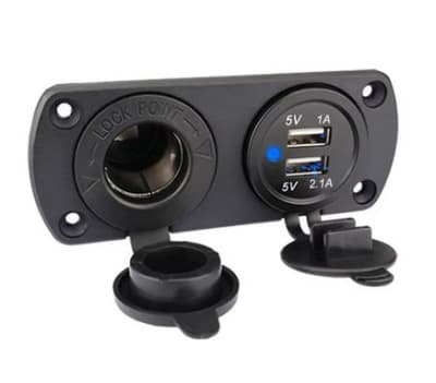 CENTRAL DE CARGA/CARGADOR 12V  2 X CIGARRERA/USB DUAL AXS1