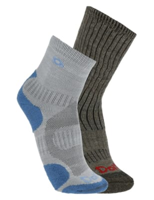 PACK 2 PARES CALCETINES HOMBRE M - TREKKER MARENGO - MERINO LITE GRIS - DOITE