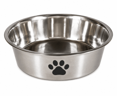 Plato de Acero Inoxidable para Mascotas con Diseño de Huella