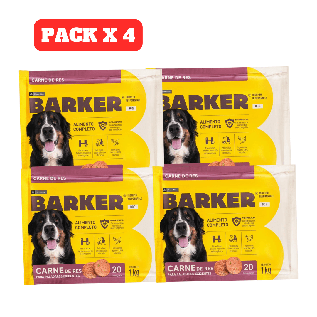 BARKER  HAMBURGUESA DE RES 1KG (PACK X 4)1