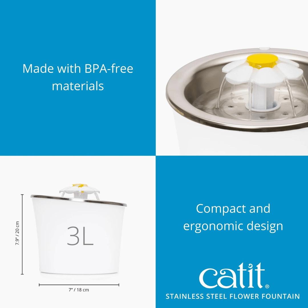 CATIT FLOWER FOUNTAIN STAINLESS STEEL 3L2