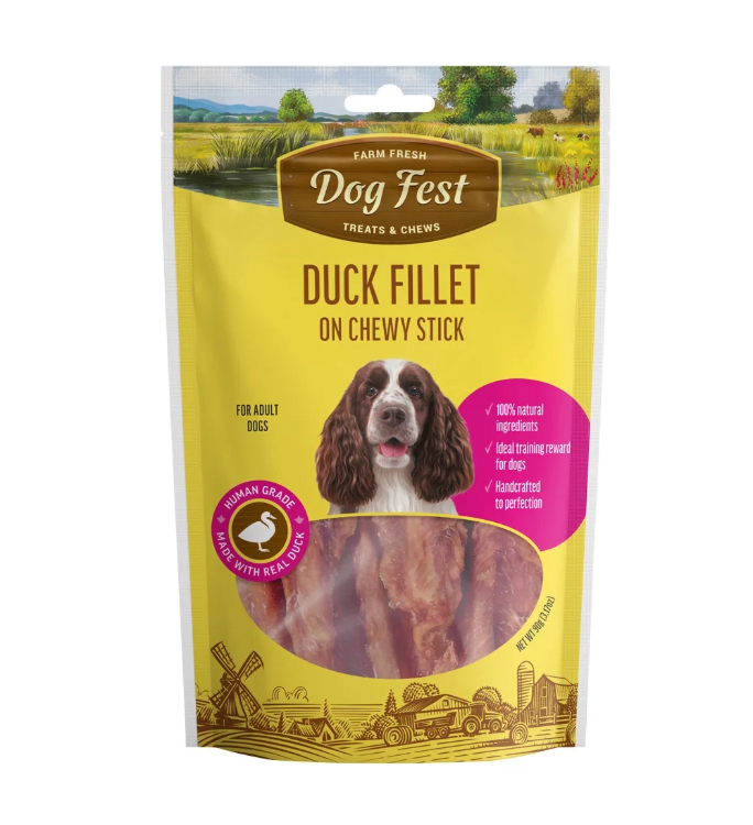DOG FEST DUCK FILLET ON CHEWY STICK 90GR1