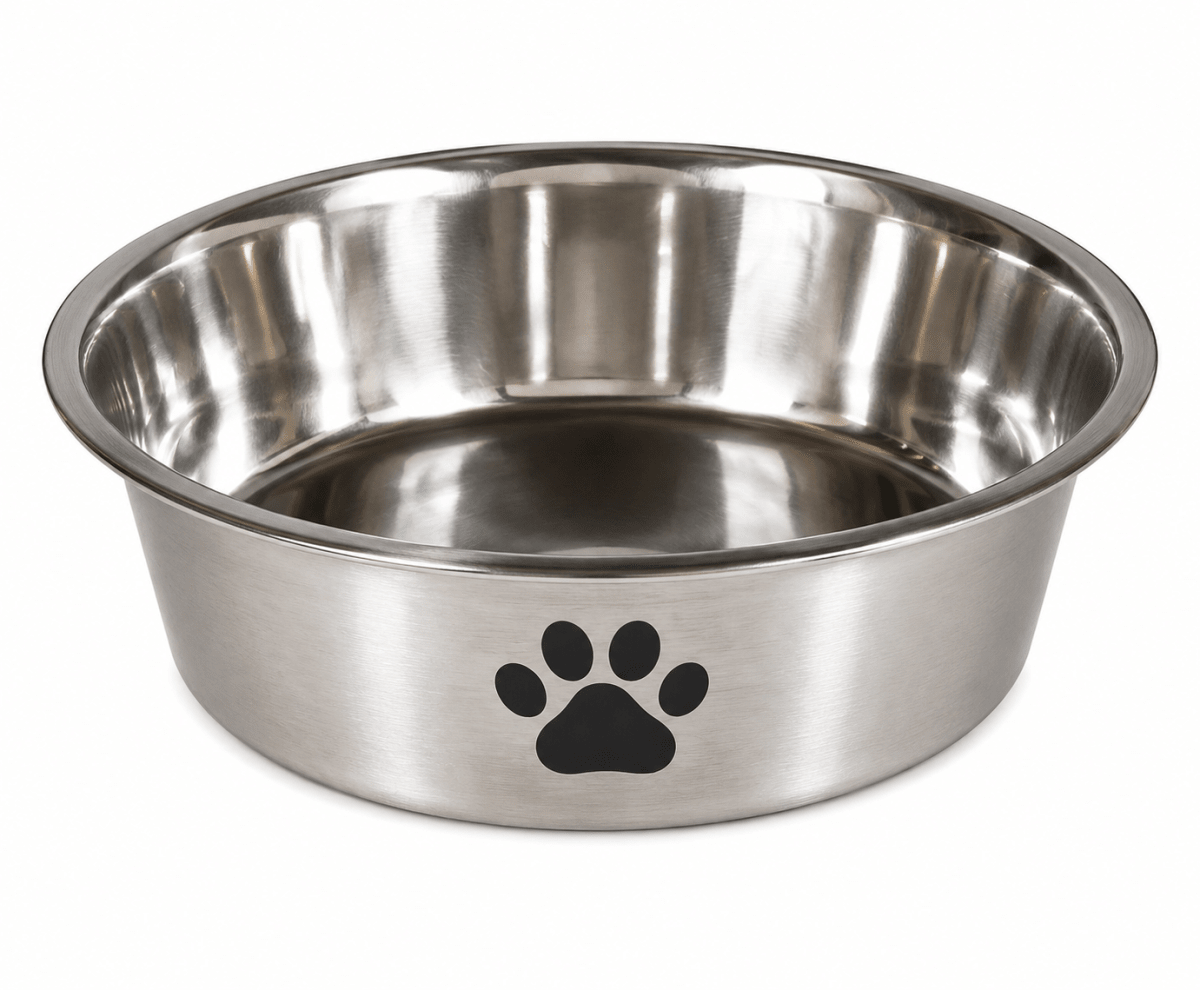 Plato de Acero Inoxidable para Mascotas con Diseño de Huella1