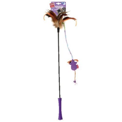 Juguete Gato Gigwi Varilla Feather Teaser Pluma y Raton
