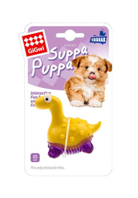 Juguete Perro Gigwi Suppa Puppa Dinosaurio Amarillo1