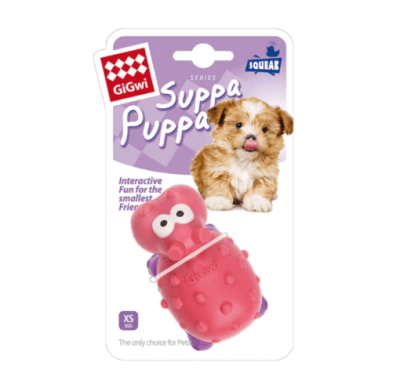 Juguete Perro Gigwi Suppa Puppa Hipopotamo Rosado y Morado1