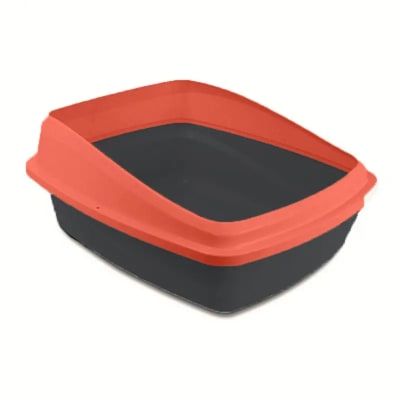 Bandeja Sanitaria Cat Love Bano Con Borde Gris con Rojo