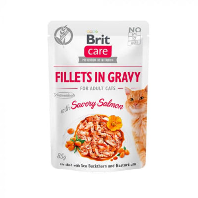 Alimento Humedo Gato Brit Care Fillets Gravy Savory Salmon (85gr)1