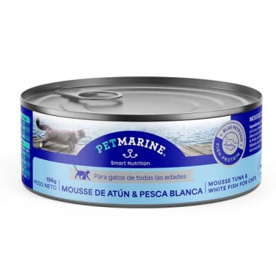 Alimento Humedo Gato Petmarine Mousse Atun Pescado Blanco (156g)