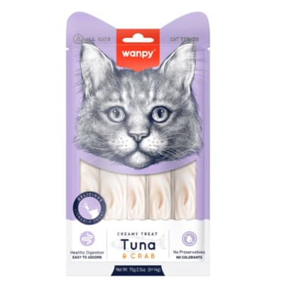 Snack Gato Wanpy Creamy Cat Atun y Cangrejo (70g)