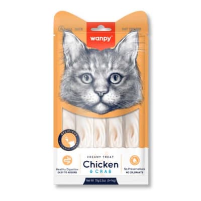 Snack Gato Wanpy Creamy Cat Pollo y Cangrejo (70g)