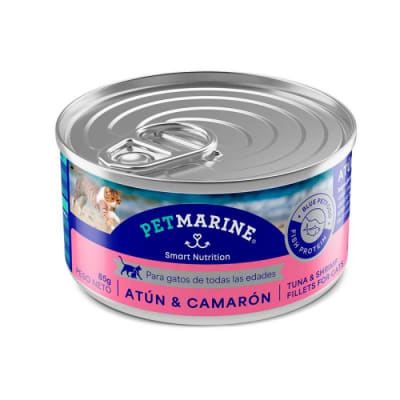 Alimento Humedo Gato Petmarine Atun y Camaron Lata