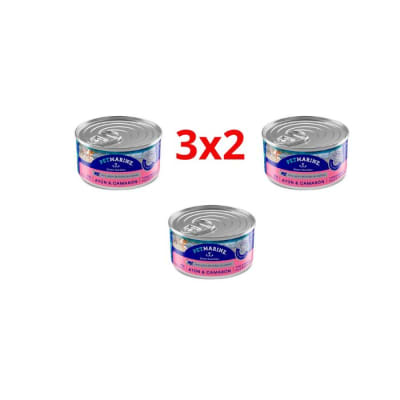 Pack 3x2 Petmarine Gato Atun y Camaron Lata (85g)1