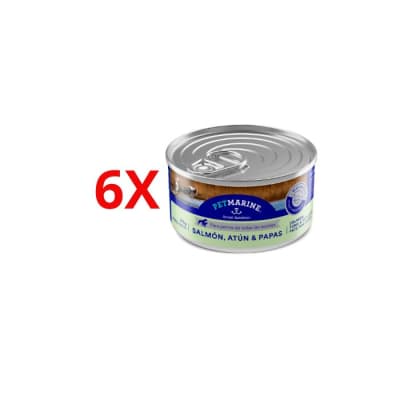 Alimento Humedo Perro Pack 6x Petmarine Perro Salmon Atun y Papa 156gr1