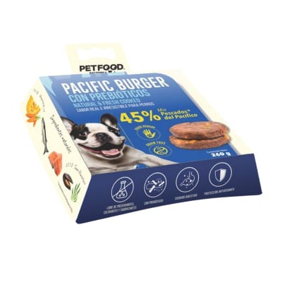 PF Factory Perro Hamburguesa Pescado Pacifico (Vencimiento Julio 2026) 260gr1