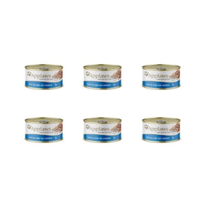 6x Applaws Gato Filete Atun Cangrejo con Caldito 70g
