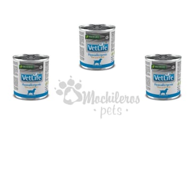 Pack 3x Vet Life WF Dog Hypoallergenic Fish and Potato Lata 300gr