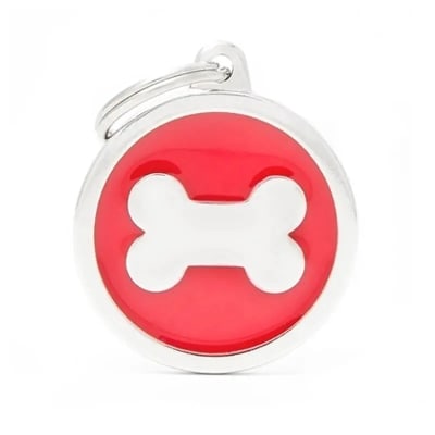 Placa My Family Red Big Circle Bone