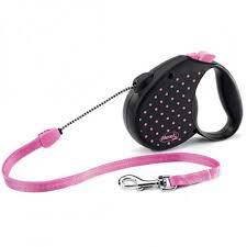 Correa Retractil Flexi Color Dots Rosado Cordon