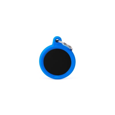 Placa My Family Black Circle Alu Blue Rubber1