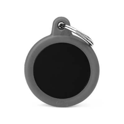 Placa My Family Black Circle Alu Grey Rubber1