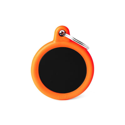 Placa My Family Black Circle Aluminum Orange Rubber