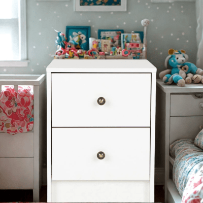 VELADOR DORMITORIO BAMBINO 2 CAJONES BLANCO