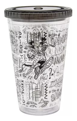 Vaso doble pared con bombilla (Spider-Man)