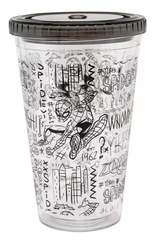 Vaso doble pared con bombilla (Spider-Man)1