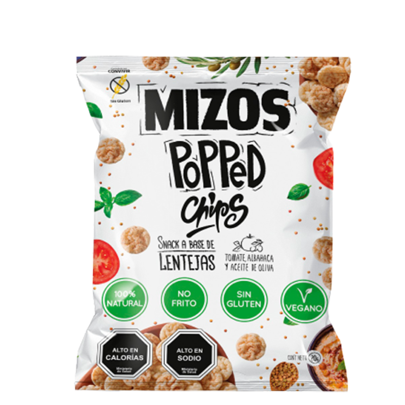 Mizos Popped Lenteja, tomate albahaca Mizos Popped Lenteja, tomate albahaca