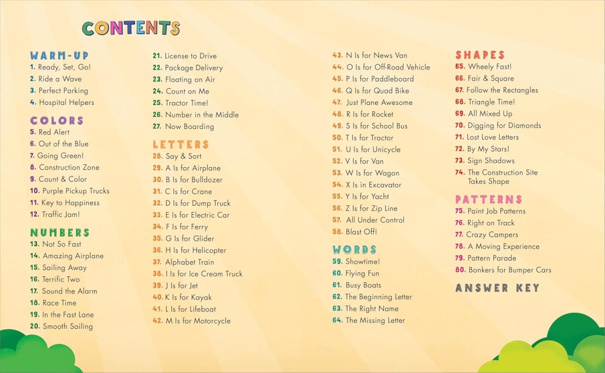 Preschool Activity Book Trucks, Cars, And Airplanes, Tapa Blanda6