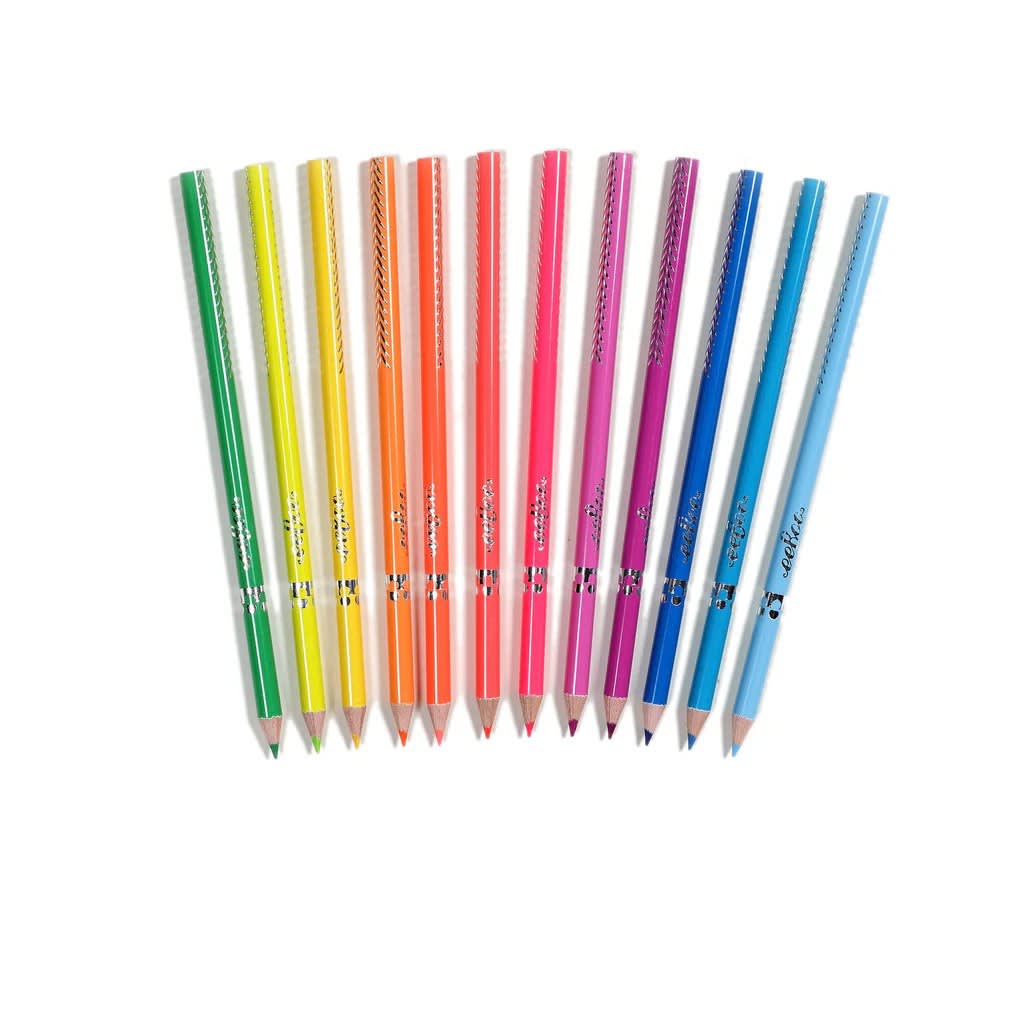 Eeboo Caja De 12 Lapices - Fluor Hearts Amp Birds1