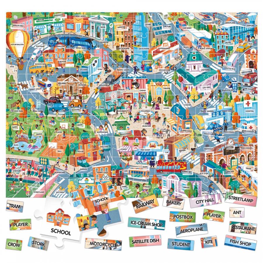 Puzzle 108 Piezas Easy English 100 Words The City, 100 Palabras La Ciudad2