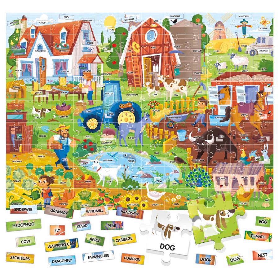 Puzzle 108 Piezas Easy English 100 Words The Farm, 100 Palabras La Granja2