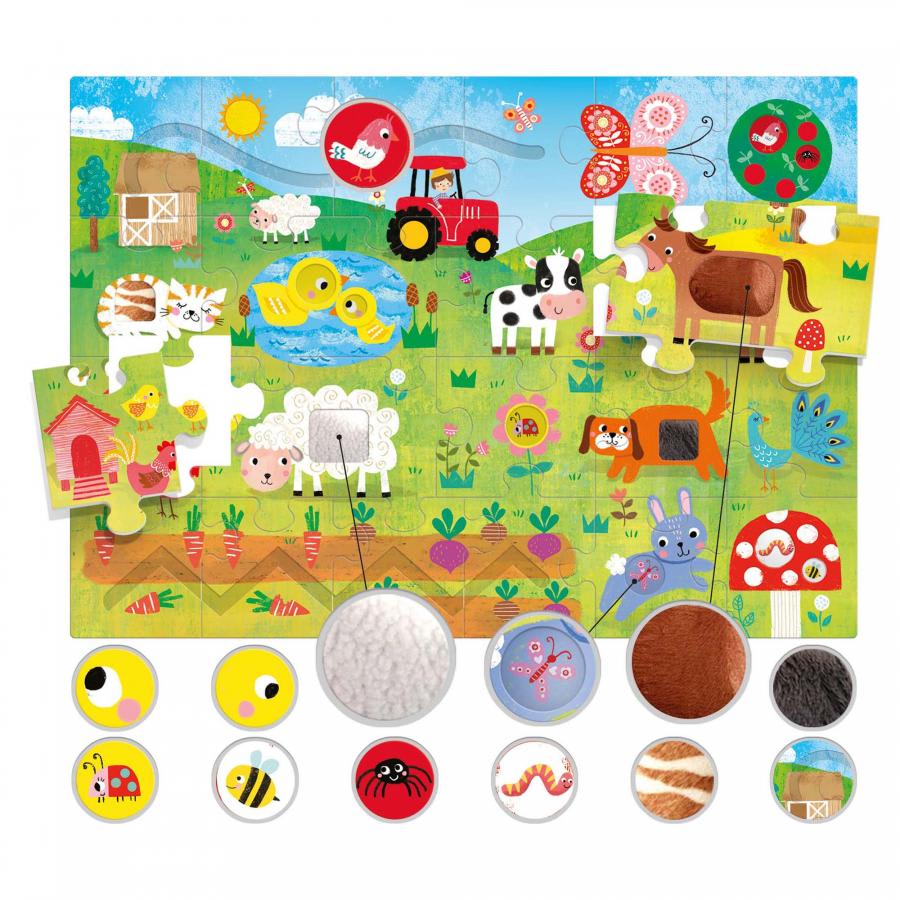 Puzzle Tactile Puzzle Montessori Farm, Puzzle Táctil La Granja2