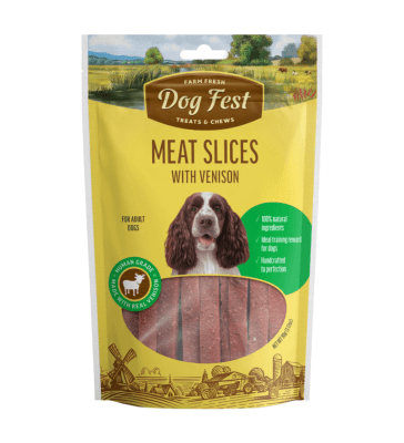 DOG FEST SNACK PERRO MEAT SLICES VENISON 90 GR1