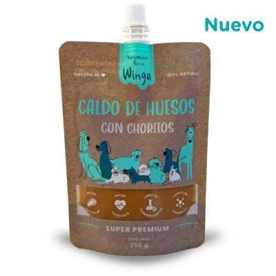 WINGA POUCH CALDO DE HUESOS CON CHORITOS 250 GR