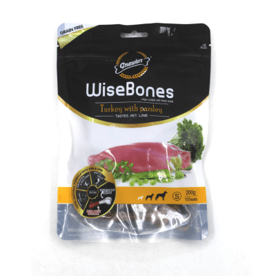 GNAWLERS HUESOS WISEBONE PAVO CON PEREJIL 200G