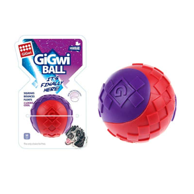 GIGWI BALL MEDIUM RED/ PURPLE 1PZ1
