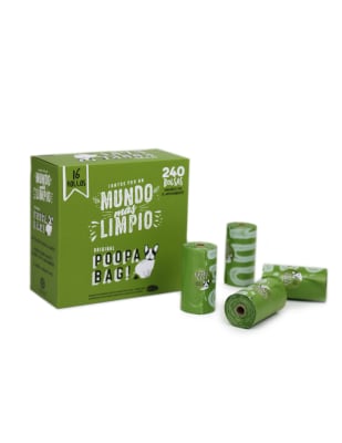 POOPA BAG! PACK 16 ROLLOS DE 15 BOLSAS 33X23 CM