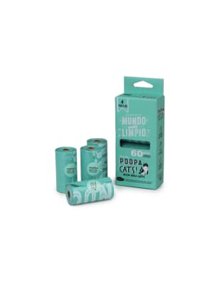 POOPA CATS! PACK 4 ROLLOS DE 15 BOLSAS 33X23 CM