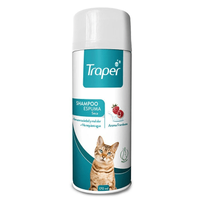TRAPER SHAMPOO ESPUMA SECA GATO FRAMBUESA SPRAY 170 ML