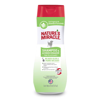NATURE'S MIRACLE SHAMPOO/ACOND PELAJE BLANCO, ALMEDRA