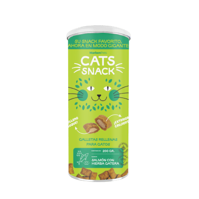 TARRO GALLETA CATS SNACK SALMON CON HIERBA GATERA
