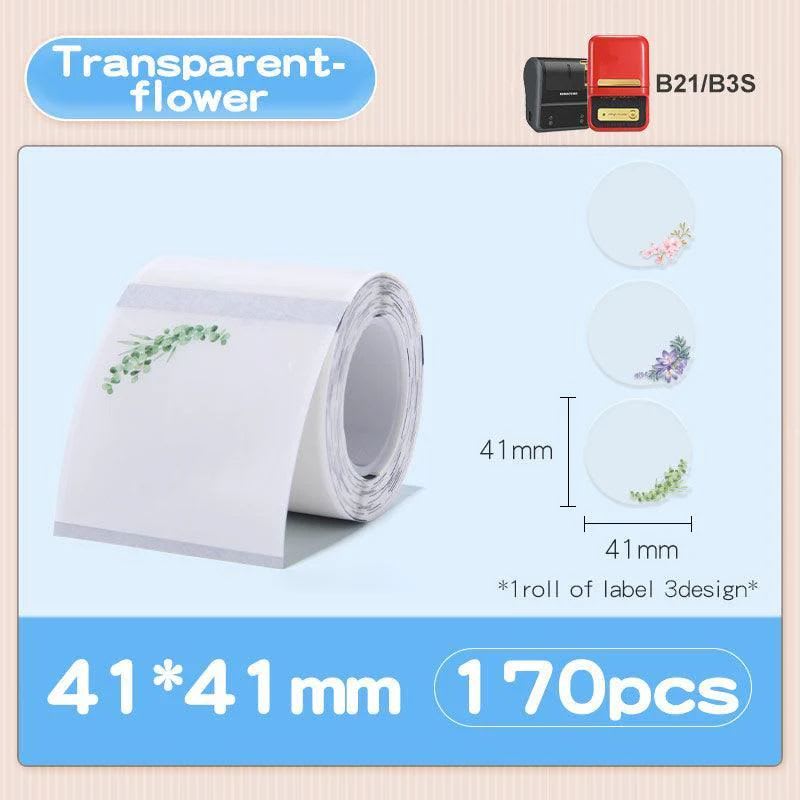 Rollo de etiquetas Diseño Floral Transparente Niimbot B21/B11