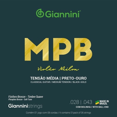 CUERDAS GUITARRA CLÁSICA NEGRA-GOLD GIANNINI