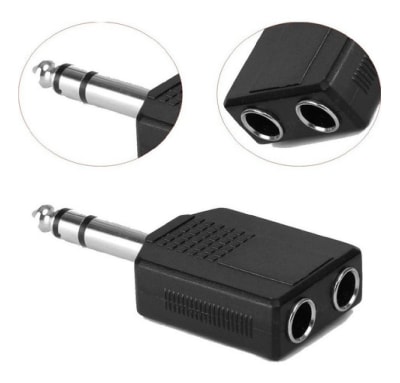 ADAPTADOR DE 2 PLUG 6.3 MONO A PLUG STEREO 6.3