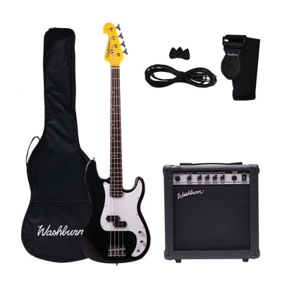 PACK DE BAJO ELÉCTRICO NEGRO 4 CUERDAS WASHBURN