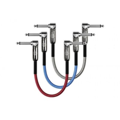 PACK 3 CABLES PATCH 6.3 MONO 30 CM METALICOS TELA KIRLIN