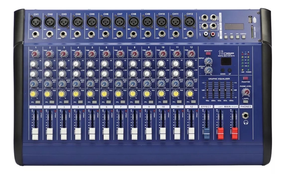 CONSOLA POWER MIXER 12CH BLUETH+USB MEKSE2